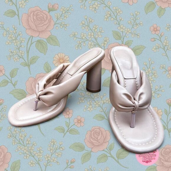 Y2K Puffy Heels | Glam Thong Sandals Blush Nude | Z Code Z Size 7 - Picture 1 of 8